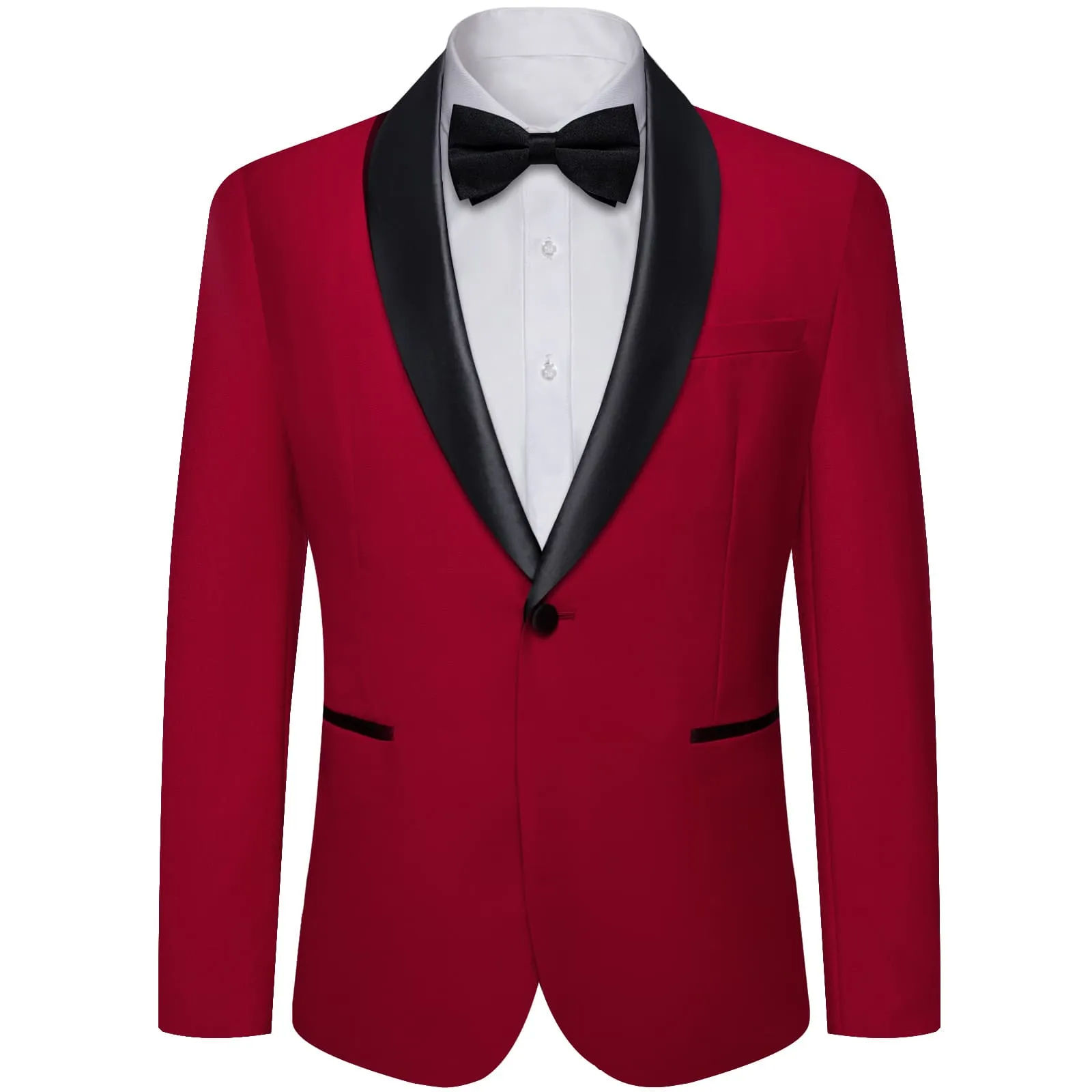 DiBanGu Shawl Collar Suit Burgundy Solid Silk Mens Slim Fit Business Suit