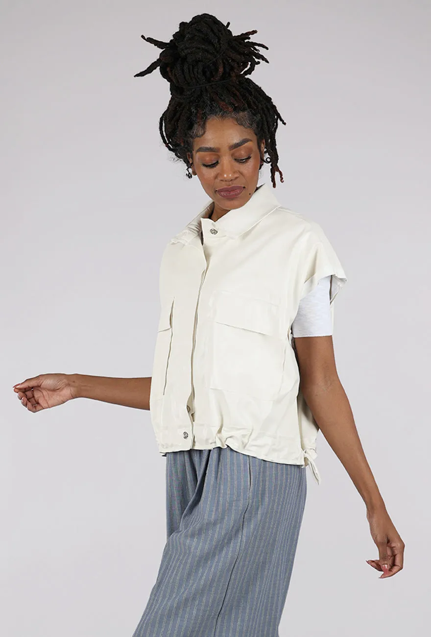 Faux Leather Mini Cargo Vest, Stone